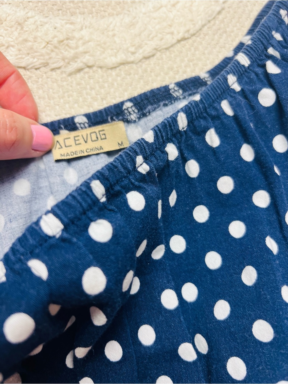 Polka Dot Navy and White Dress – M | Retro-Inspired - Picture 4 of 15